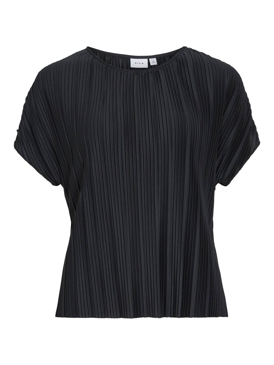 VILA VITAHLIA ROUND NECK CAP SLEEVE TOP, Black Beauty, highres - 14108026_BlackBeauty_001.jpg