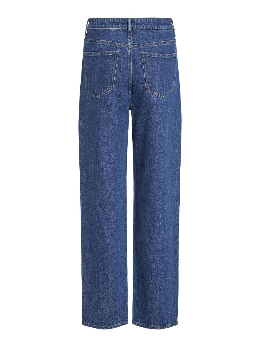 VILA VIKELLY HIGH-WAIST STRAIGHT FIT JEANS, Medium Blue Denim, highres - 14084730_MediumBlueDenim_1194960_002.jpg