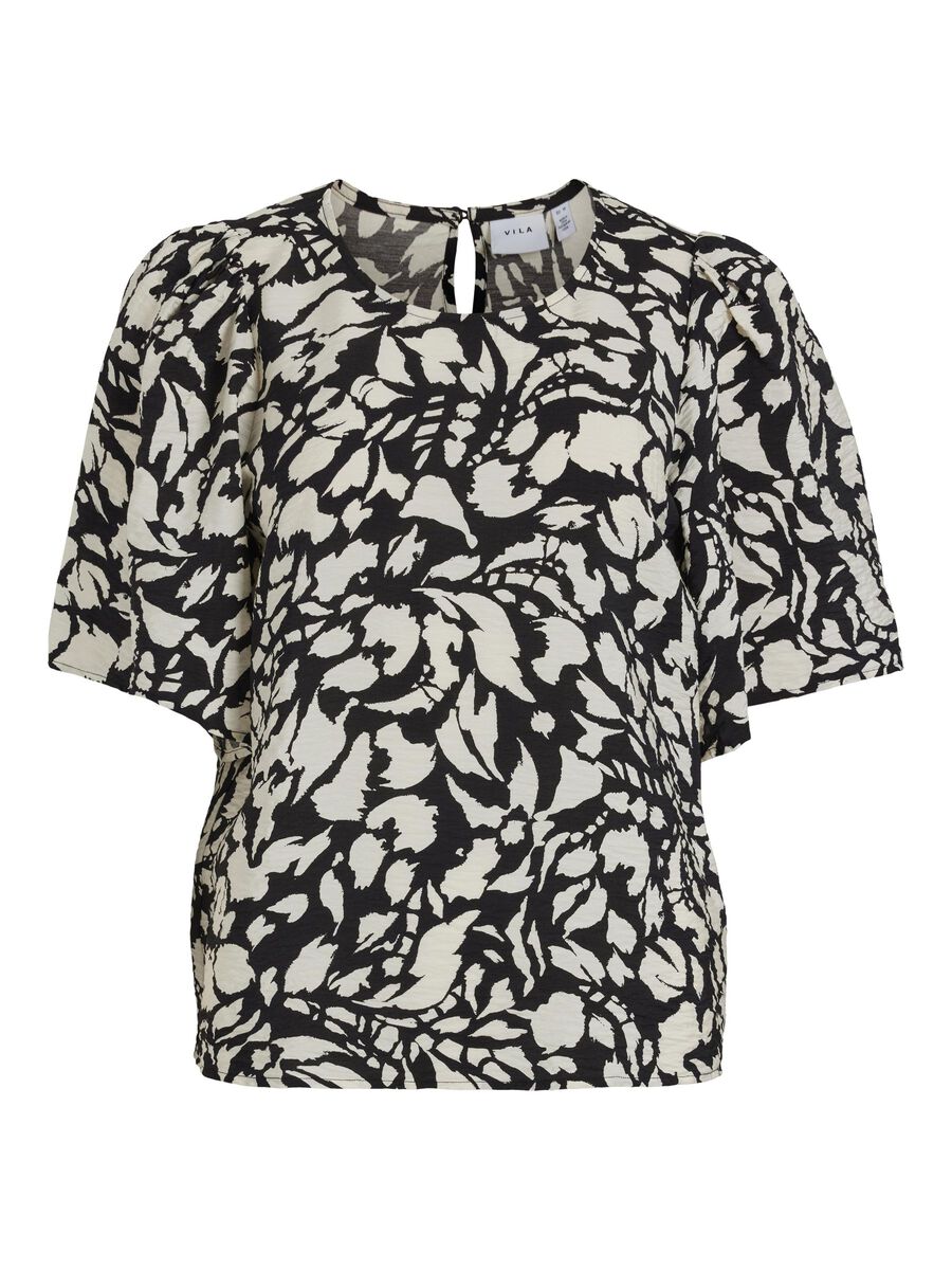 VILA ROUND NECK SHORT SLEEVED TOP, Black, highres - 14096386_Black_1100332_001.jpg