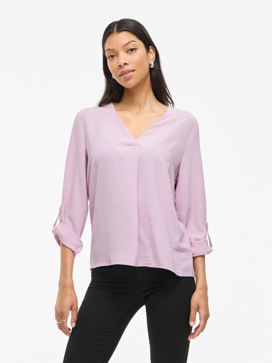 VILA VIJOSA V-NECK 3/4 SLEEVED TOP, Winsome Orchid, highres - 14102906_WinsomeOrchid_003.jpg