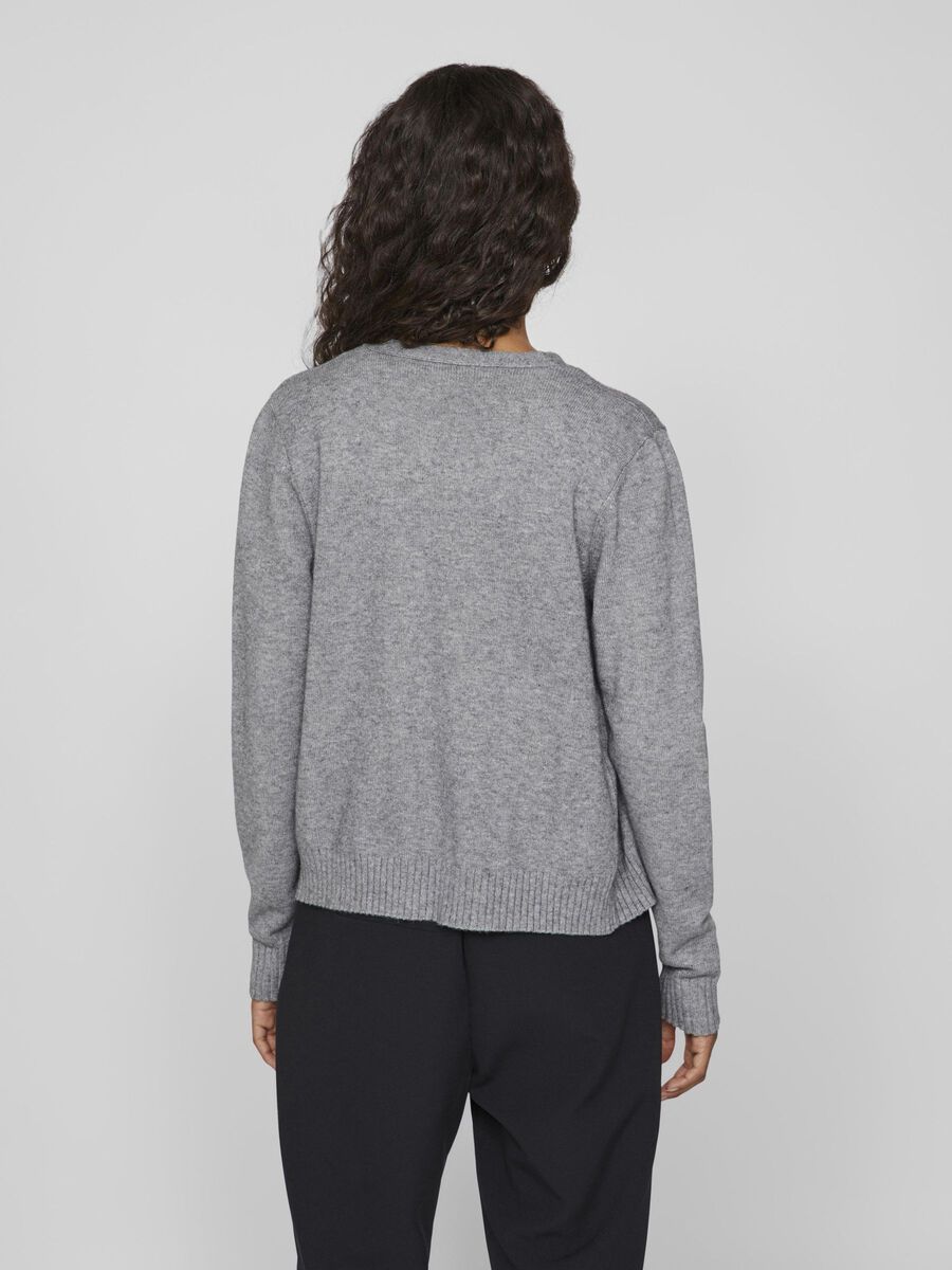 VILA VIRIL - COURT OUVERT CARDIGAN, Medium Grey Melange, highres - 14060800_MediumGreyMelange_004.jpg