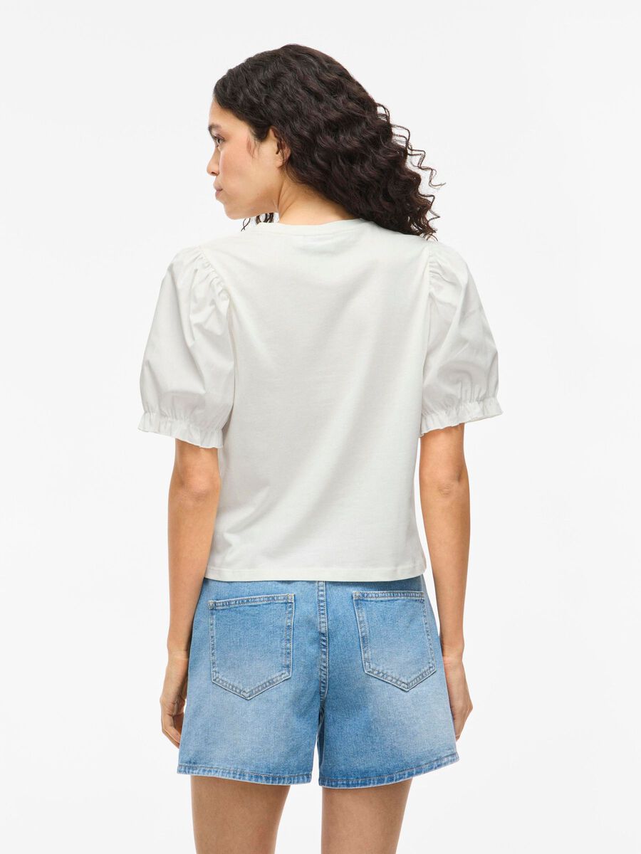 VILA VIRIFA ROUND NECK SHORT SLEEVED TOP, Snow White, highres - 14110249_SnowWhite_004.jpg