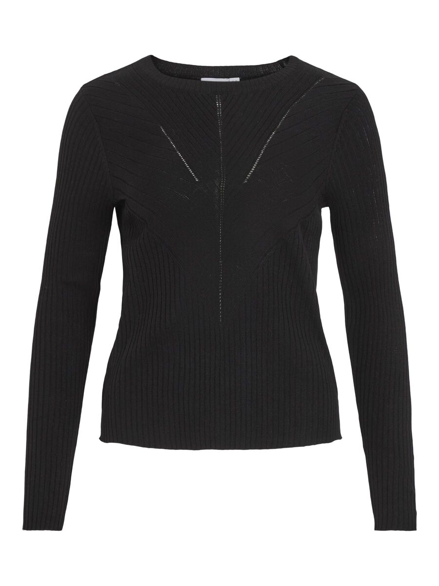 VILA RIB KNITTED TOP, Black Beauty, highres - 14098889_BlackBeauty_001.jpg