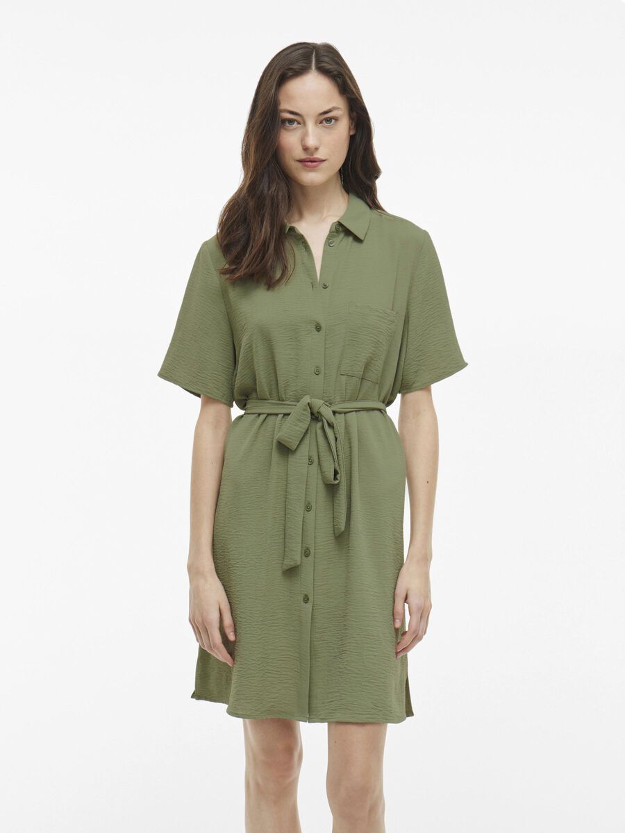 VILA SHORT SLEEVED SHIRT DRESS, Oil Green, highres - 14101659_OilGreen_003.jpg