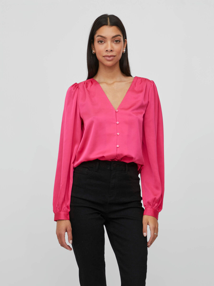 Vila V-NECK SHIRT, Pink Yarrow, highres - 14074530_PinkYarrow_003.jpg