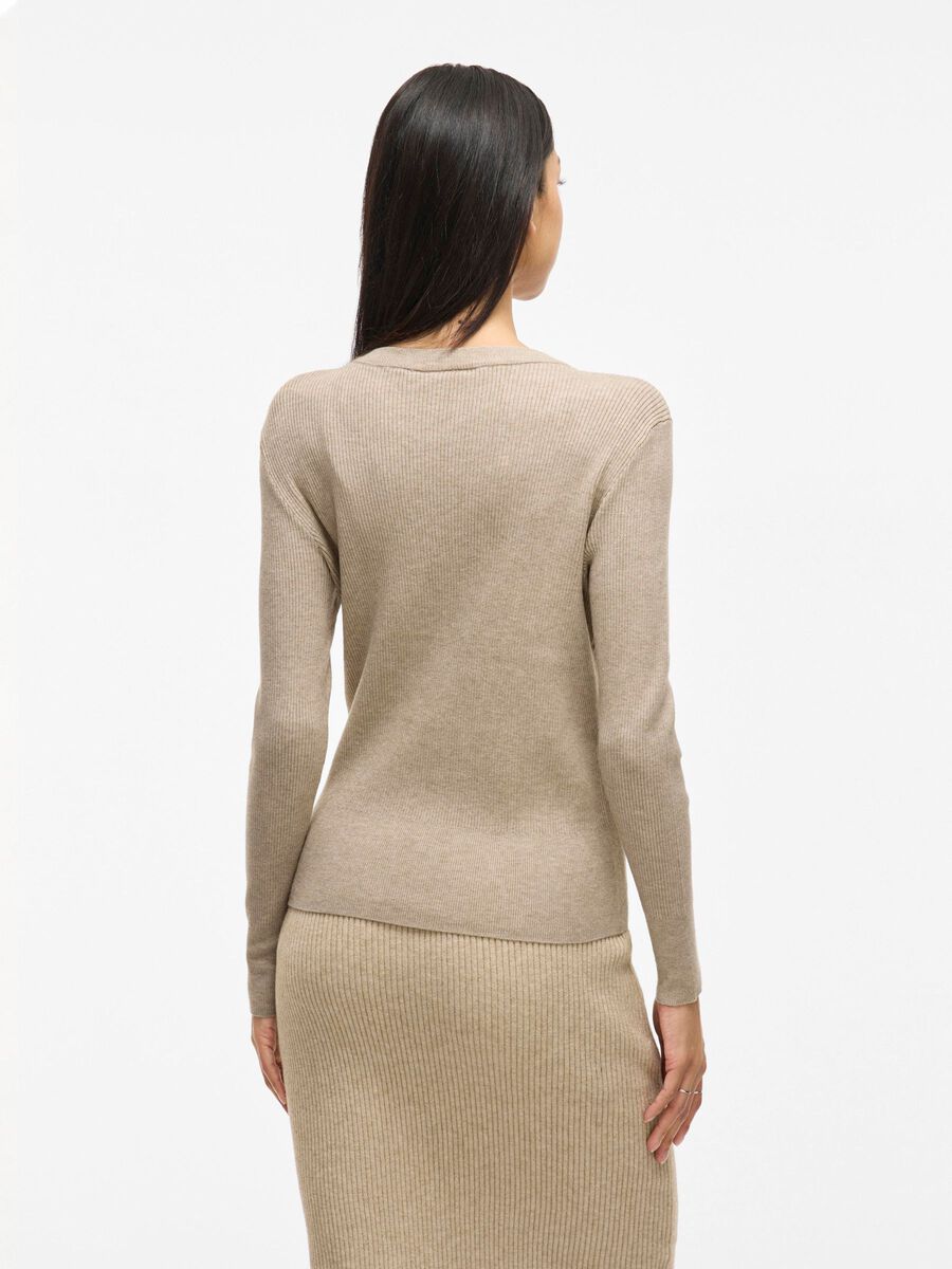 VILA LONG SLEEVE KNITTED TOP, Natural Melange, highres - 14084325_NaturalMelange_004.jpg
