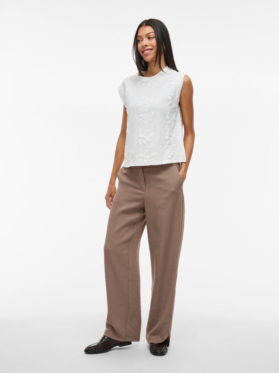 Carousel image - RONDE HALS MOUWLOZE TOP, Snow White | 4