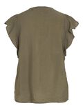 VILA RUFFLE SHORT SLEEVED TOP, Dusty Olive, highres - 14098558_DustyOlive_002.jpg