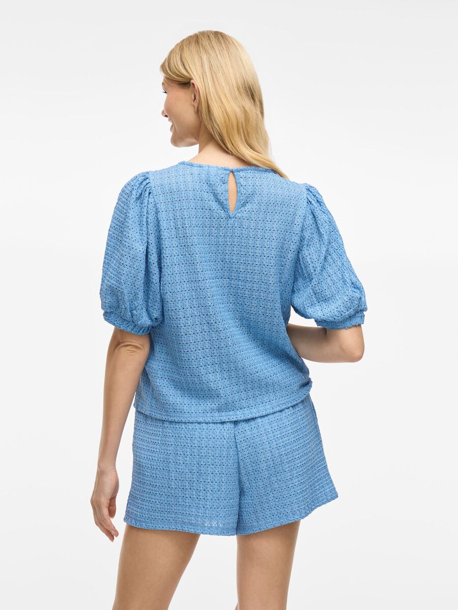 VILA VIMINERA ROUND NECK SHORT SLEEVED TOP, Blissful Blue, highres - 14106721_BlissfulBlue_004.jpg