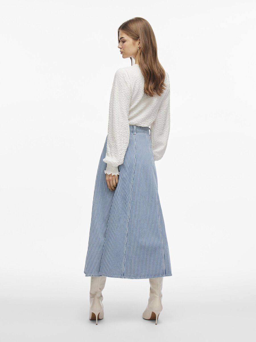 VILA HIGH WAIST MIDI SKIRT, Medium Blue Denim, highres - 14108054_MediumBlueDenim_1194261_004.jpg