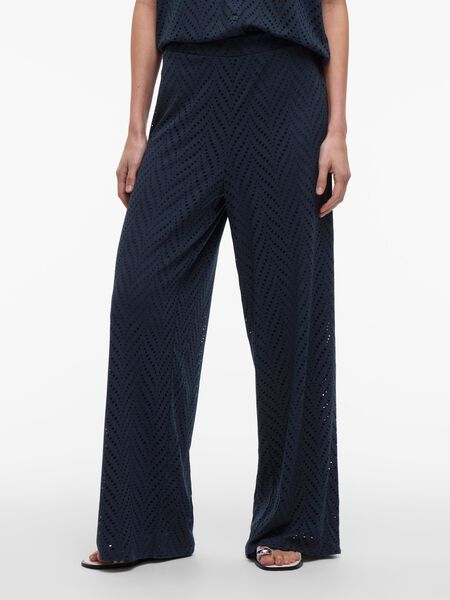 VILA VIDELAIA HIGH WAIST WIDE-LEG TROUSERS, Navy Blazer, highres - 14106628_NavyBlazer_003.jpg