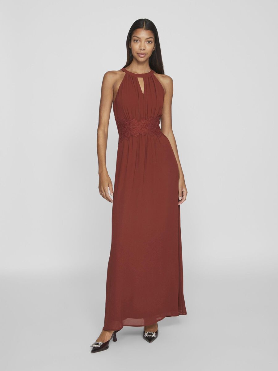 Vila PLEATED HALTER NECK MAXI DRESS, Fired Brick, highres - 14052647_FiredBrick_1038600_003.jpg