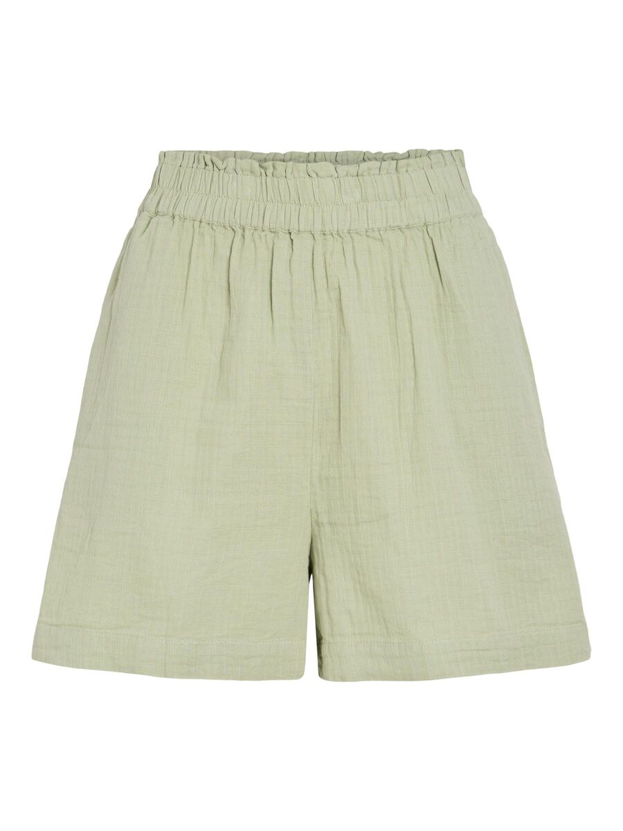 VILA HIGH WAIST COTTON SHORTS, Swamp, highres - 14089489_Swamp_001.jpg