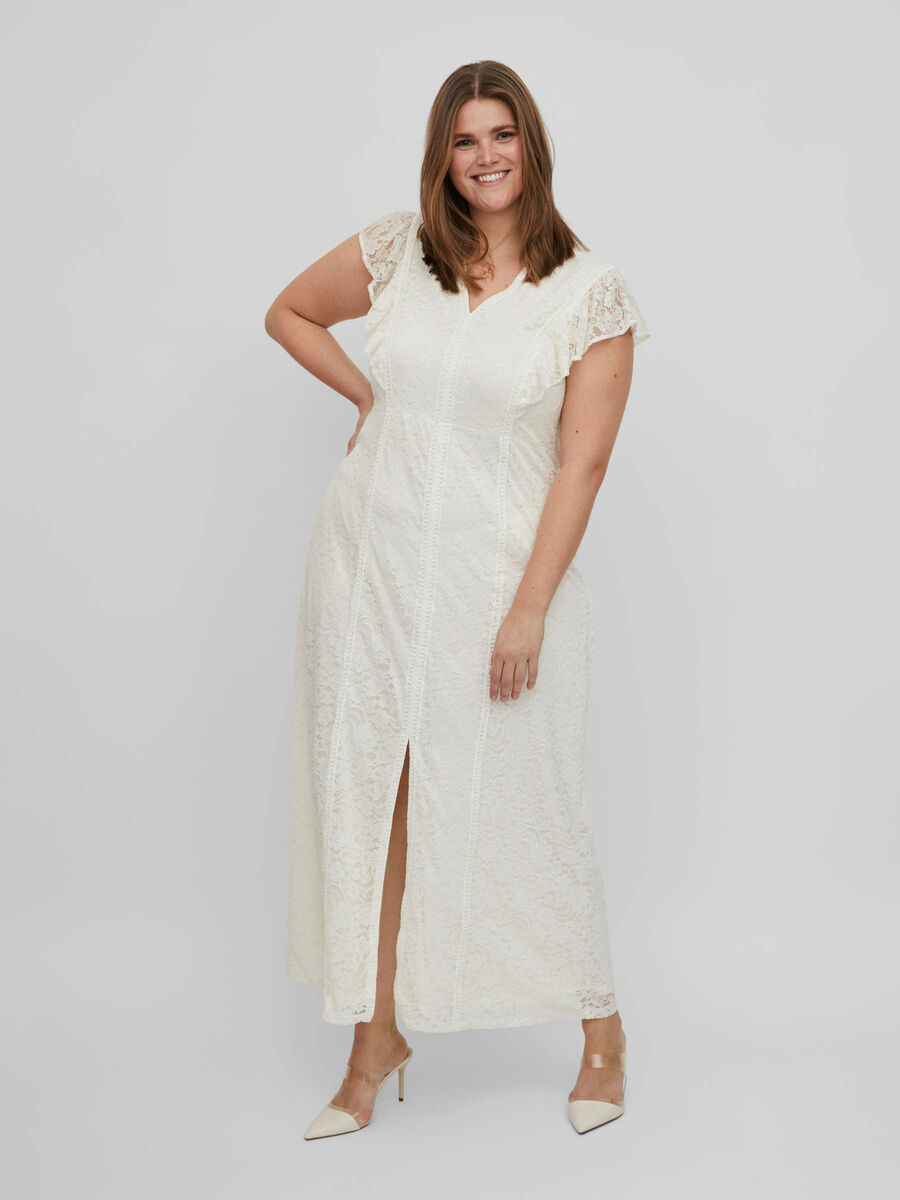 TALLAS GRANDES - ENCAJE VESTIDO MAXI (White) Oficial