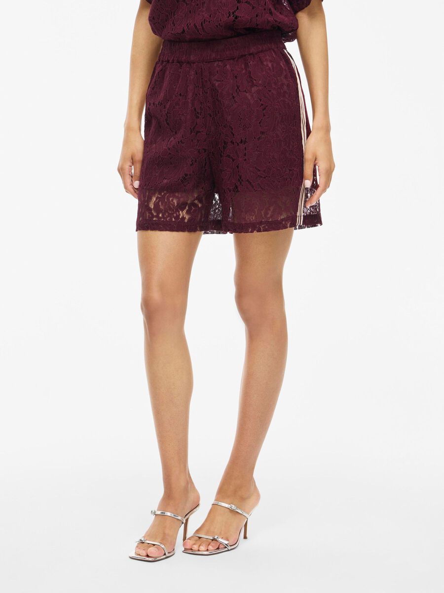 VILA VIOLINE LACE HIGH WAISTED SHORTS, Fig, highres - 14114792_Fig_003.jpg