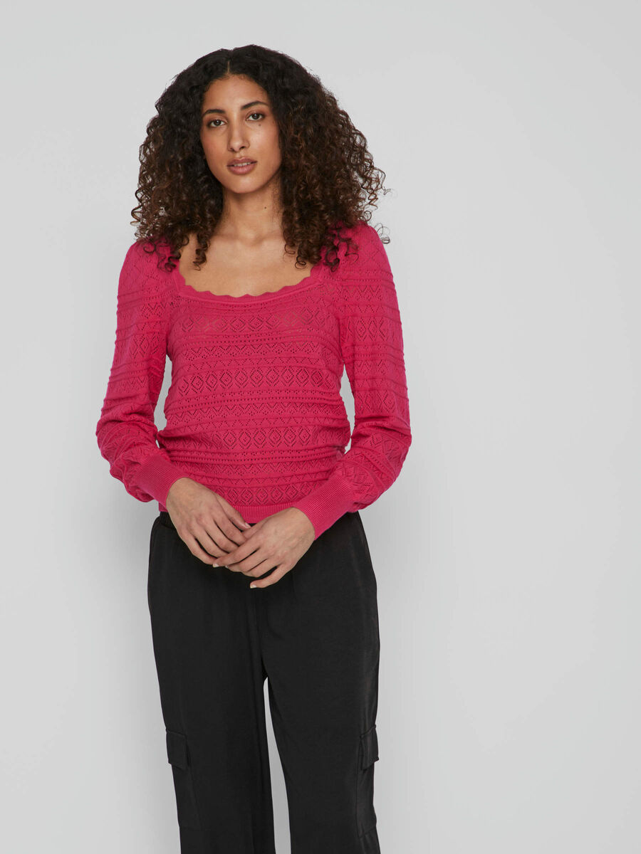 DETAILED KNITTED TOP (Pink) | Online Shop