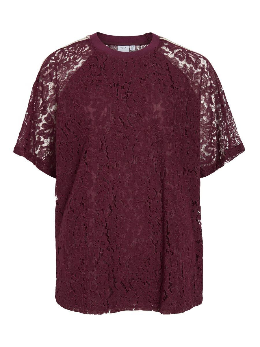 VILA VIOLINE LACE SHORT-SLEEVED T-SHIRT, Fig, highres - 14114791_Fig_001.jpg