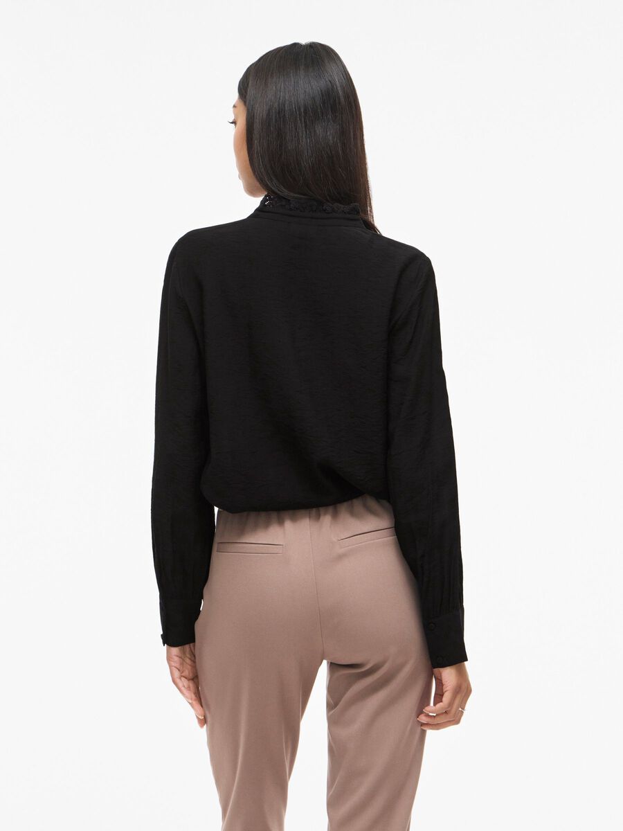 Carousel image - VIMALIMA FRILL LONG SLEEVED SHIRT, Black Beauty | 2