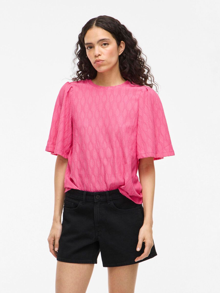 VILA VIASHINA ROUND NECK SHORT SLEEVED TOP, Sangria Sunset, highres - 14110247_SangriaSunset_003.jpg