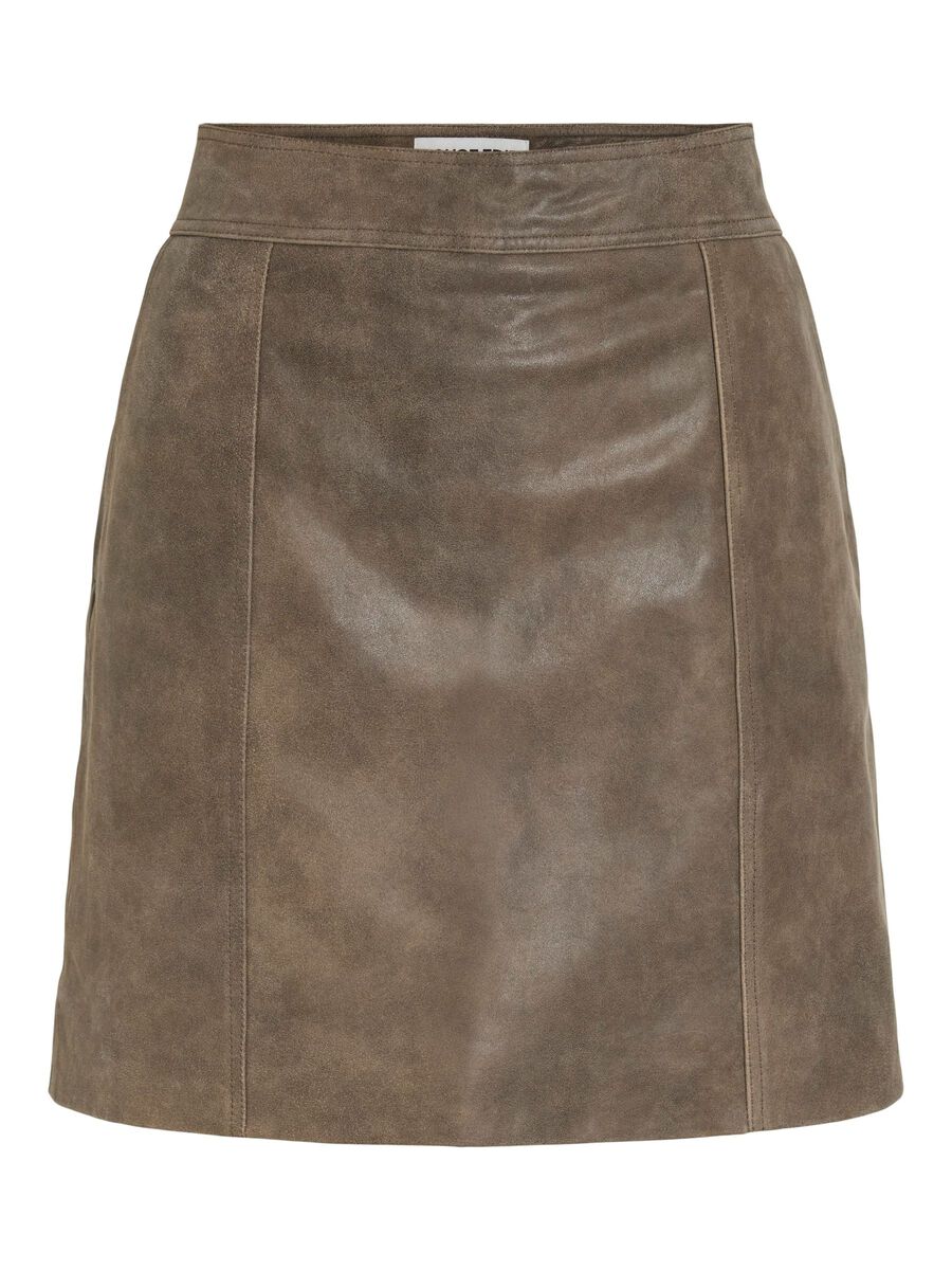 VILA HIGH-WAIST LEREN MINIROK, Petrified Oak, highres - 14107820_PetrifiedOak_001.jpg