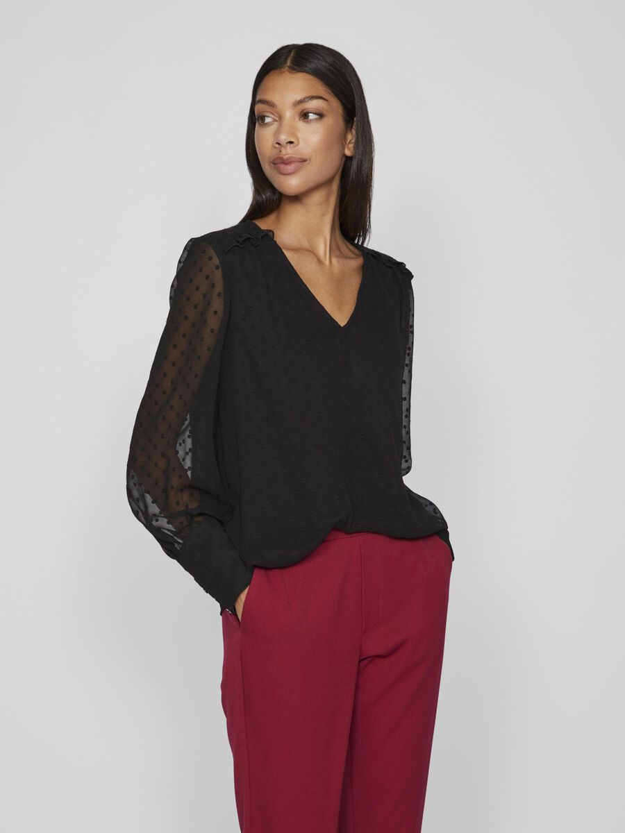 Vila DETAILED LONG SLEEVED BLOUSE, Black, highres - 14091521_Black_003.jpg