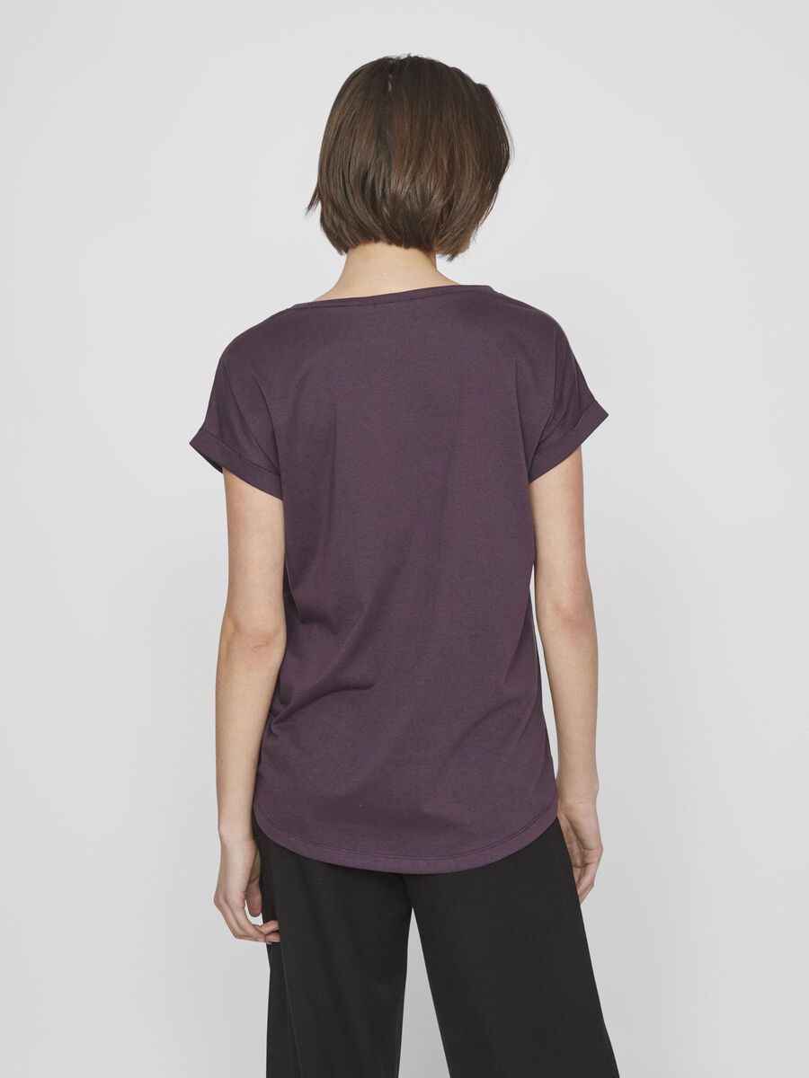 VILA VIDREAMERS CUELLO REDONDO CAMISETA, Plum Perfect, highres - 14083083_PlumPerfect_004.jpg