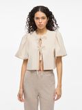 VILA VIMARINA TIE FRONT SHORT SLEEVED TOP, Birch, highres - 14109742_Birch_003.jpg