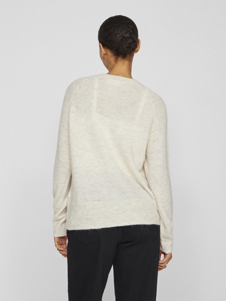 VILA KNAPPET STRIKKET CARDIGAN, Super Light Natural Melan, highres - 14094188_SuperLightNaturalMelan_004.jpg