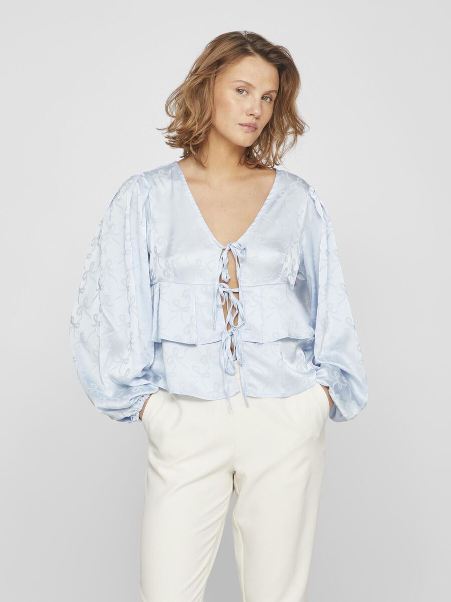 VILA TIE DETAIL LONG SLEEVED TOP, Kentucky Blue, highres - 14101462_KentuckyBlue_003.jpg