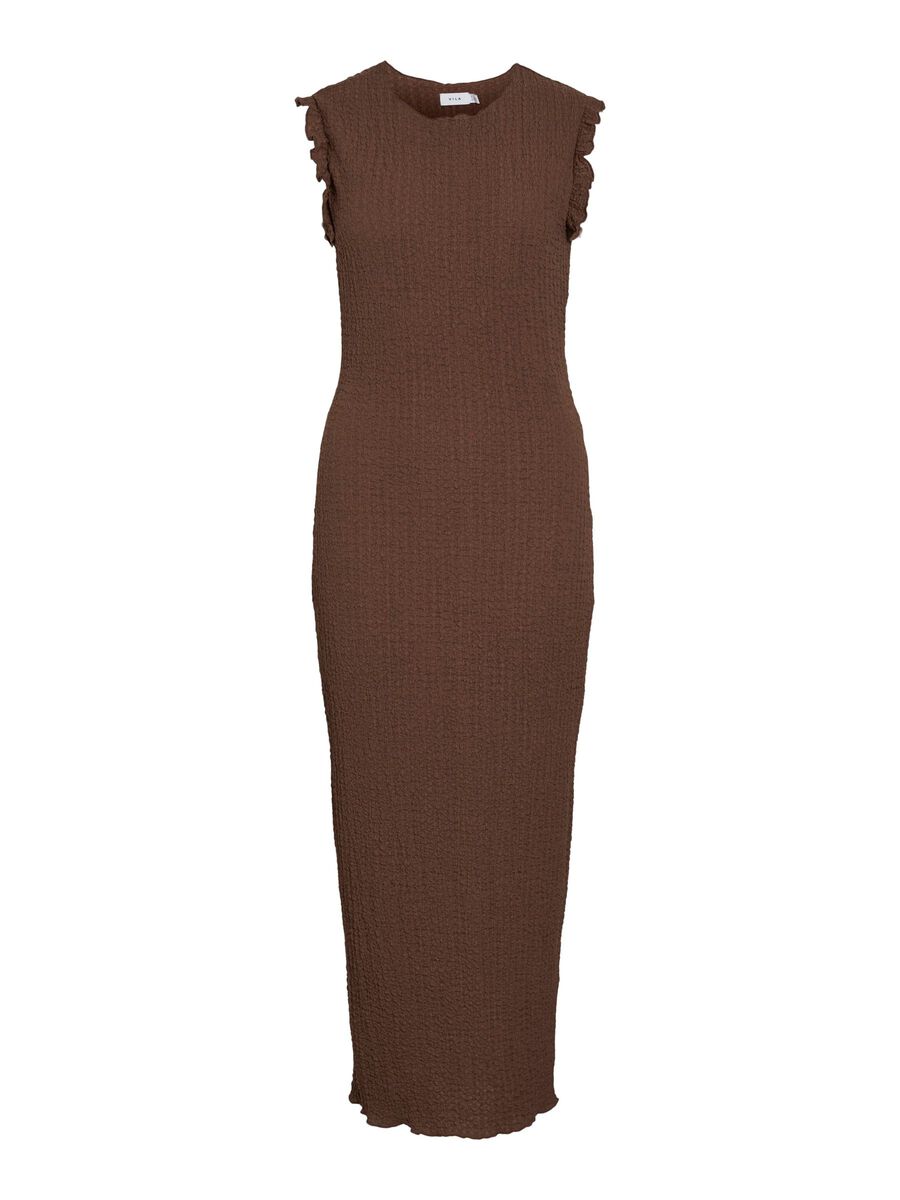 VILA VIMALMEN BEZ RĘKAWÓW SUKIENKA MIDI, Chocolate Brown, highres - 14112681_ChocolateBrown_001.jpg