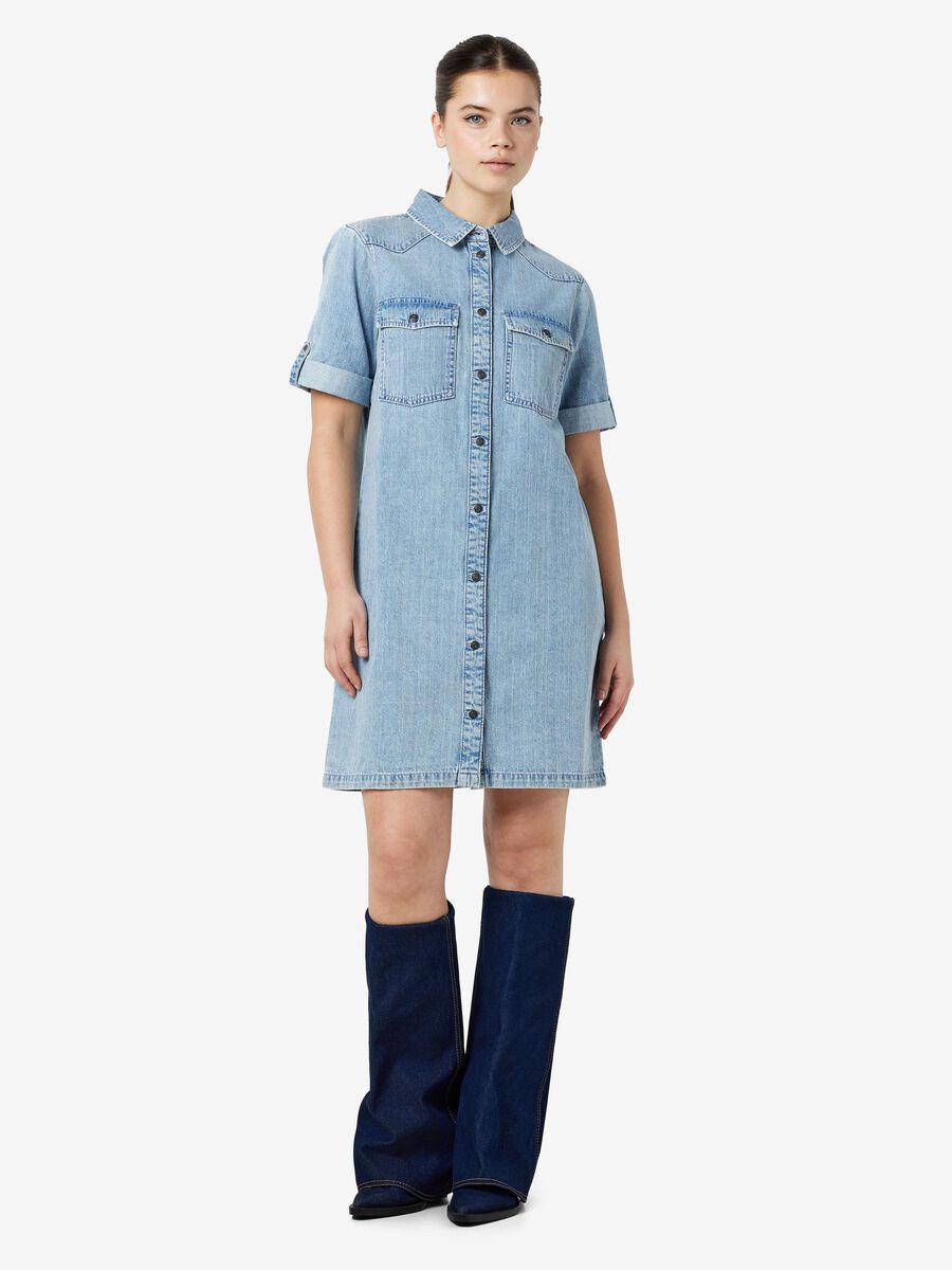 Noisy May SHORT SLEEVED DENIM DRESS, Light Blue Denim, highres - 27030041_LightBlueDenim_004.jpg