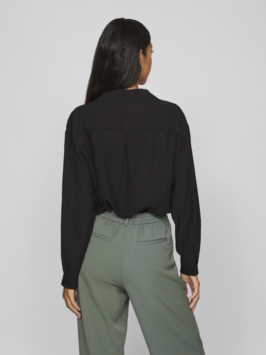 VILA VIDOMIRA V-NECK LONG SLEEVED SHIRT, Black Beauty, highres - 14095705_BlackBeauty_004.jpg
