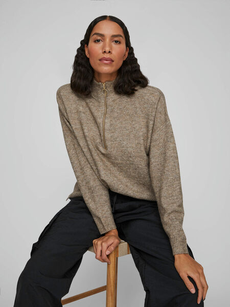 Vila ZIPPER KNITTED PULLOVER, Walnut, highres - 14082356_Walnut_997584_003.jpg