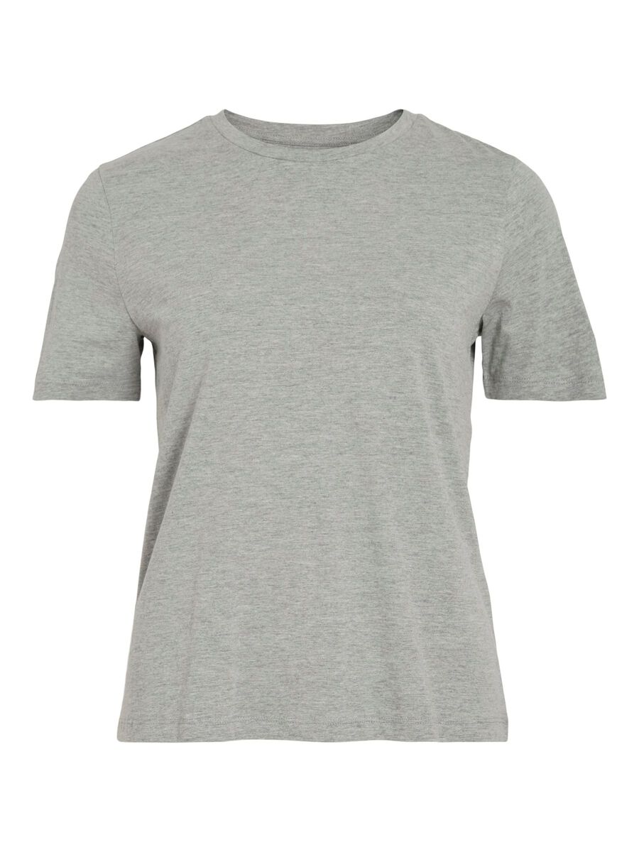 VILA BOMULL T-SKJORTE, Light Grey Melange, highres - 14109463_LightGreyMelange_001.jpg