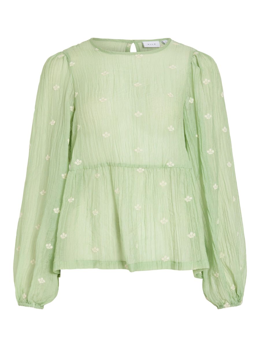 Product carousel image - VILULLI ROUND NECK LONG SLEEVED TOP, Smoke Green | 1