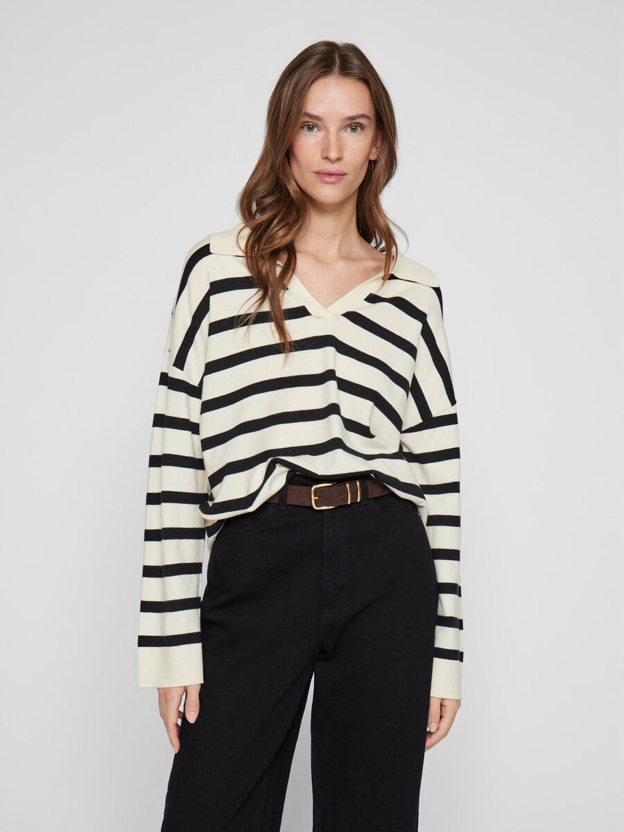 VILA STRIPED KNITTED PULLOVER, Birch, highres - 14109795_Birch_1215142_003.jpg