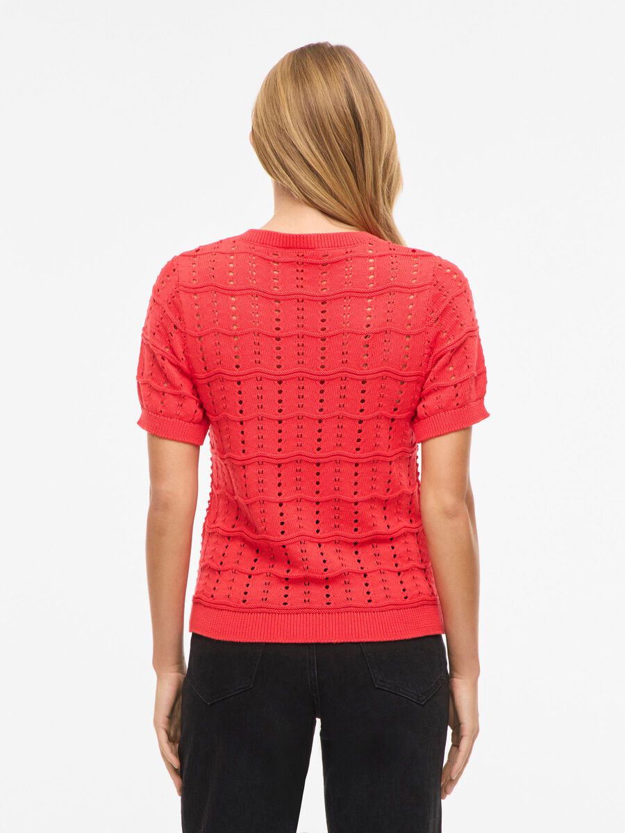 Product carousel image - VISIDONA SHORT SLEEVED KNITTED TOP, Hibiscus | 2