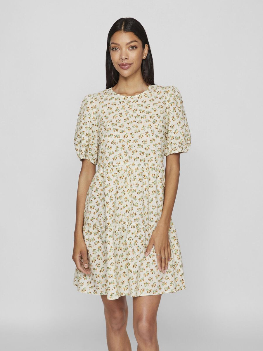 VILA SHORT SLEEVED SHORT DRESS, Egret, highres - 14098686_Egret_1120440_003.jpg