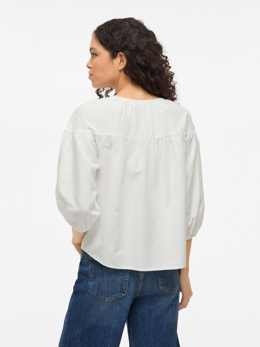 VILA V-NECK 3/4 SLEEVED TOP, Snow White, highres - 14104795_SnowWhite_004.jpg