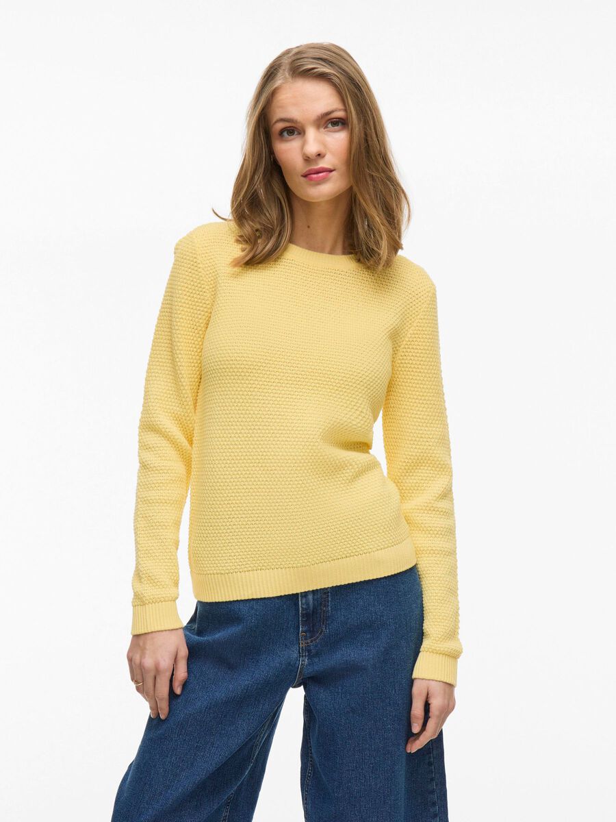 VILA VIDALO BASIC KNITTED PULLOVER, Pale Banana, highres - 14082767_PaleBanana_003.jpg