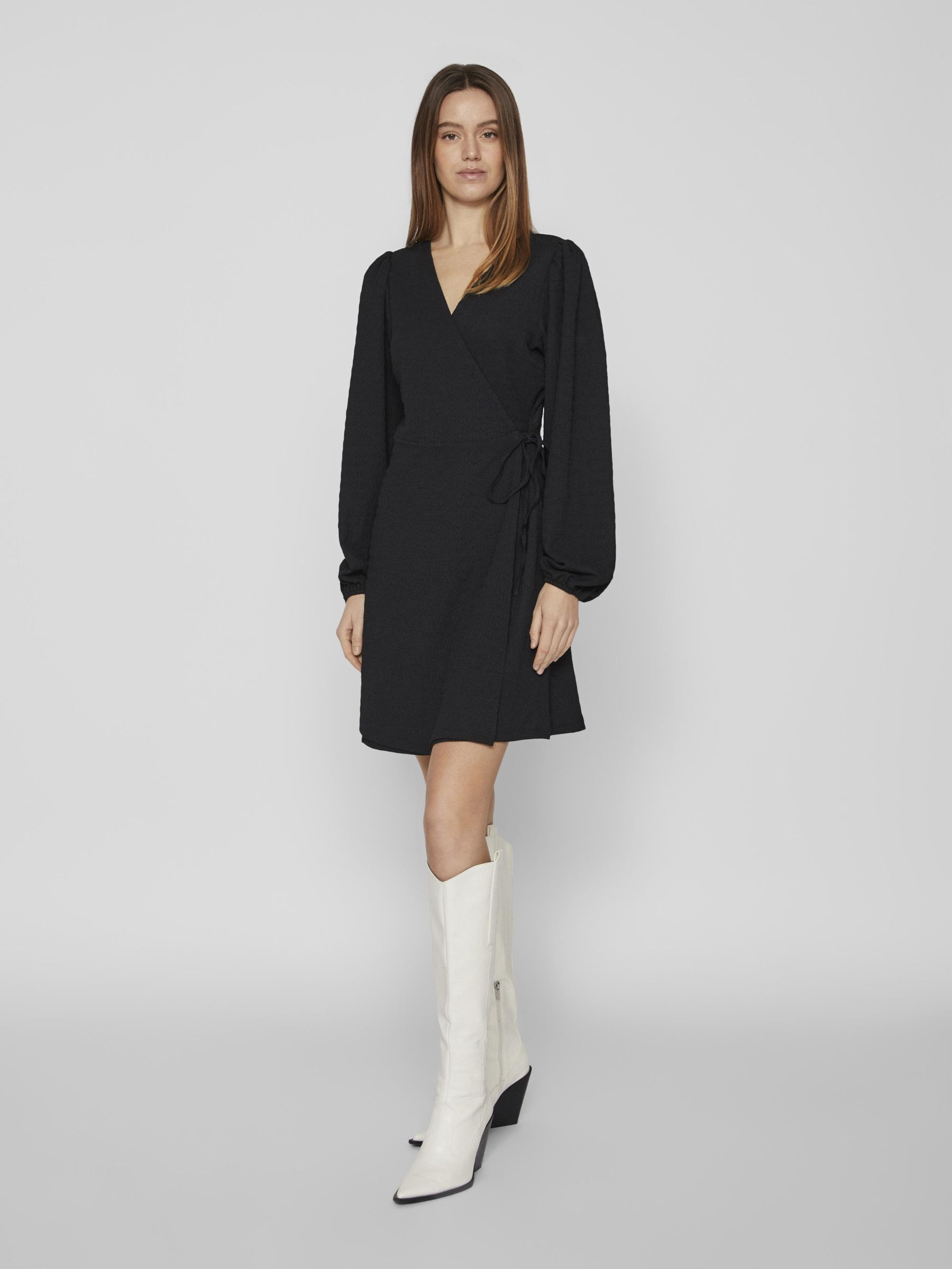 Long sleeved discount black wrap dress
