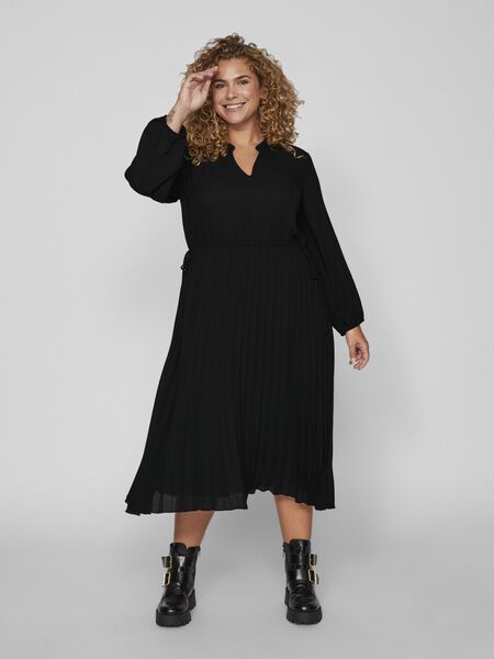 Vila CURVE - PLEATED MIDI DRESS, Black, highres - 14088637_Black_005.jpg