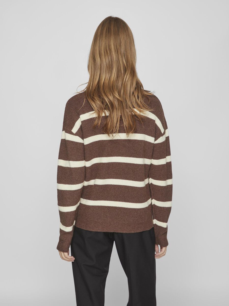 Vila STRIPED KNITTED PULLOVER, Shaved Chocolate, highres - 14091615_ShavedChocolate_1076506_004.jpg