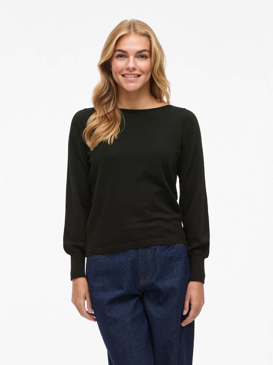 Carousel image - VIKERRY BOATNECK KNITTED PULLOVER, Black | 1