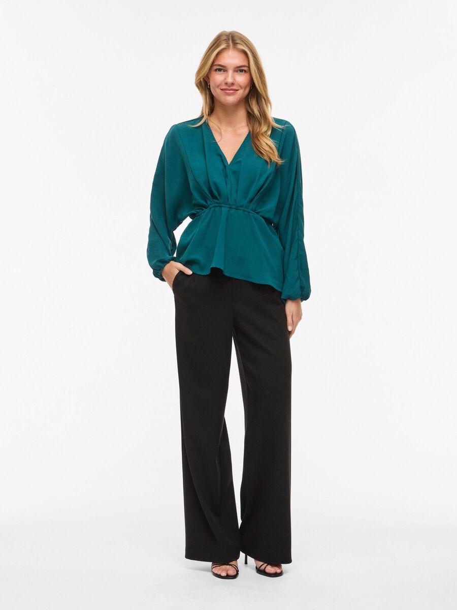 Carousel image - VISELIA V-NECK LONG SLEEVED TOP, Atlantic Deep | 4