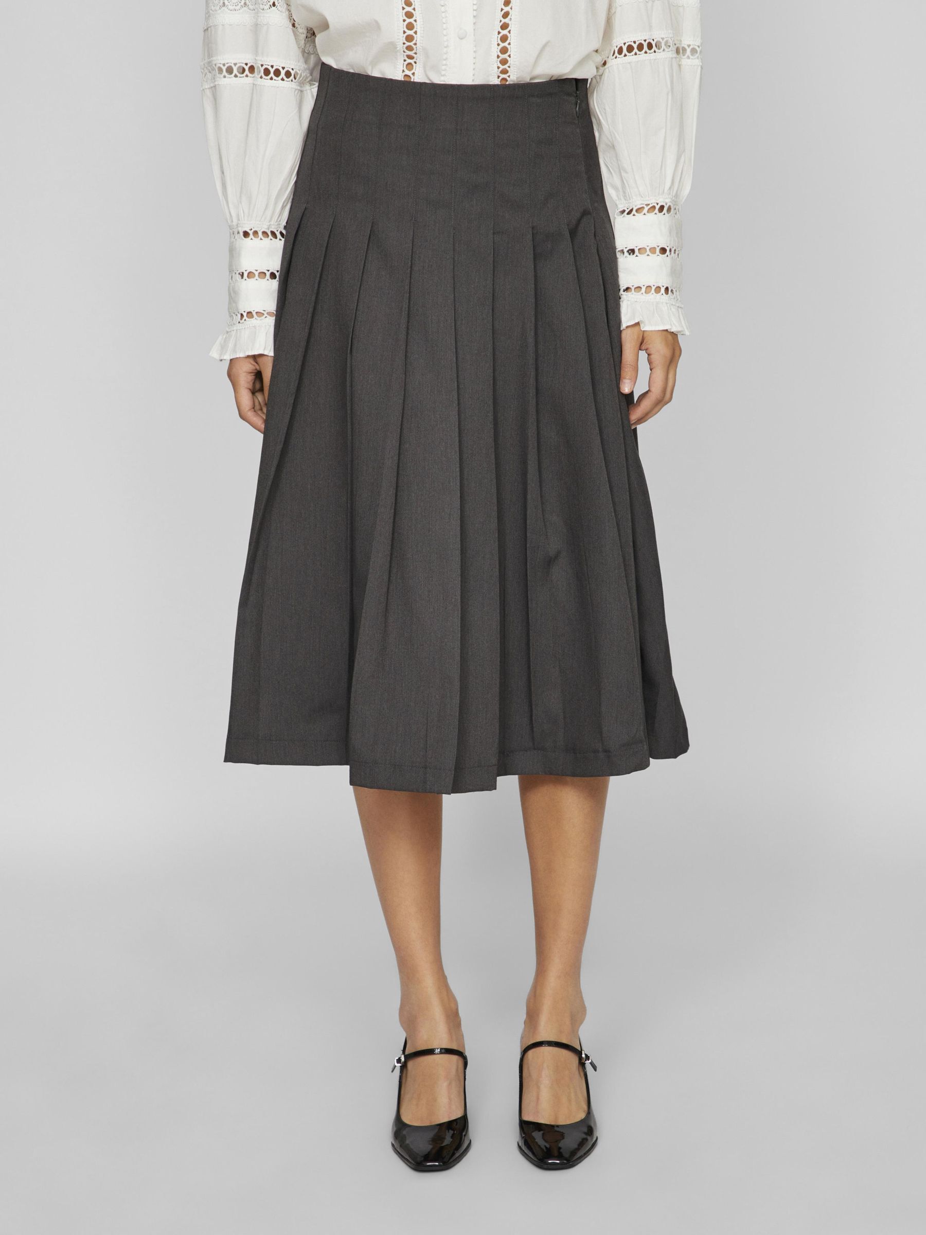 Pleated midi skirt gray shop