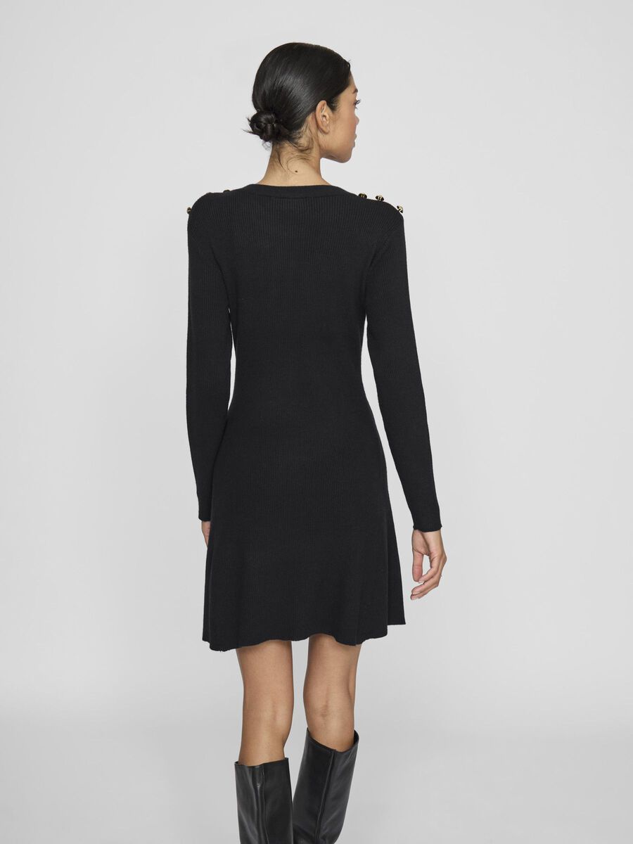 VILA LONG SLEEVED SHORT DRESS, Black, highres - 14107491_Black_004.jpg