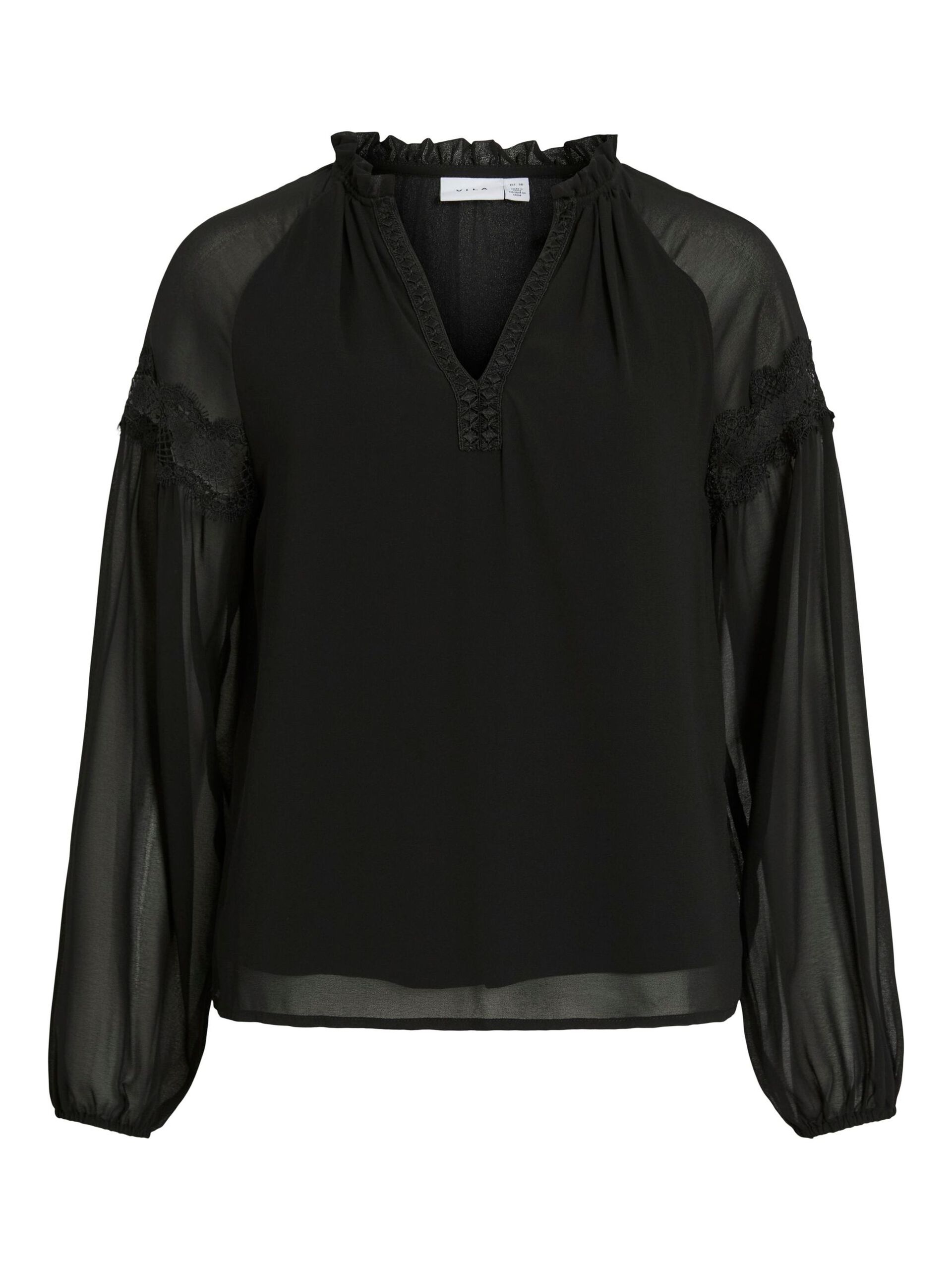 Carousel image - VIGALO V-HALS TOP MET LANGE MOUWEN, Black | 5