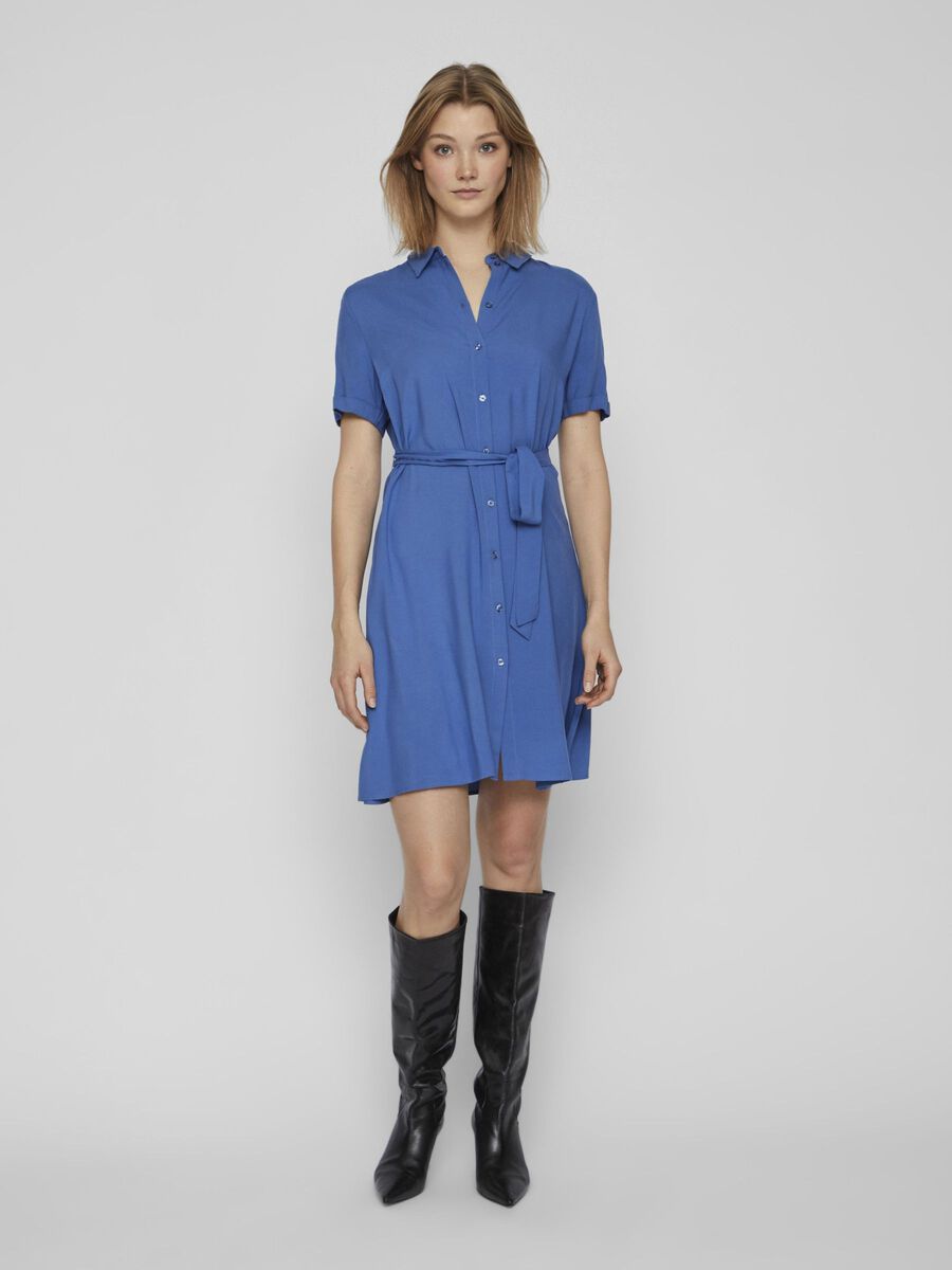 Vila SHORT-SLEEVED SHIRT DRESS, Federal Blue, highres - 14079550_FederalBlue_003.jpg