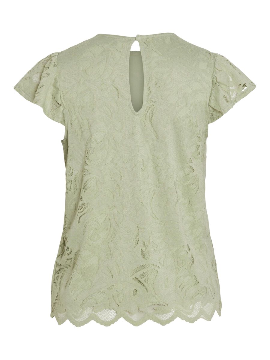 VILA LACE SHORT SLEEVED TOP, Swamp, highres - 14096588_Swamp_002.jpg